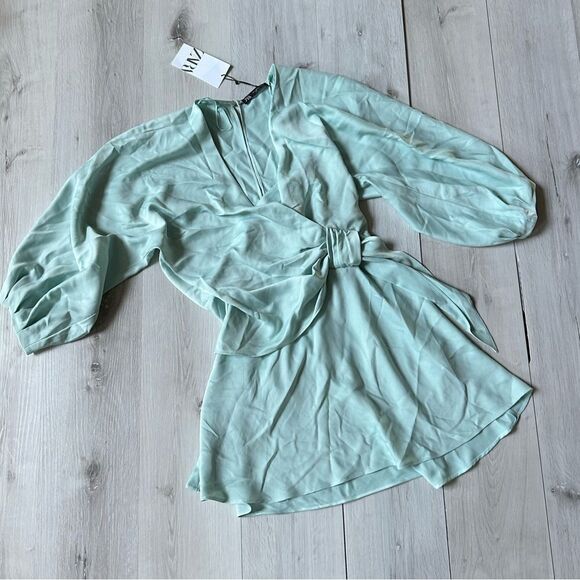 Zara Mint Green Wrap Dress - Picture 3 of 7